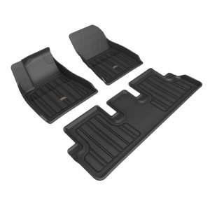 Tesla Model 3 Floor Mat Set - Front + Rear - 3D MAXpider - Elitect - Black - 2024+ Tesla Model 3 Floor Mat Set - Front + Rear - 3D MAXpider - Elitect - Black - 2024+